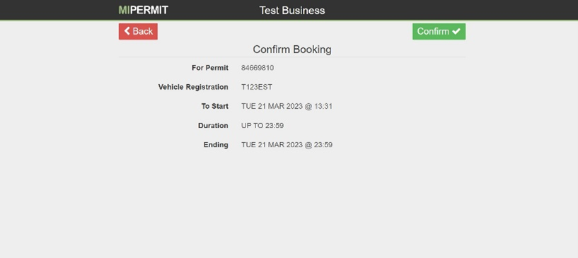 An image showing the confirmation screen